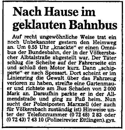 BNN - Artikel vom 12. März 1985