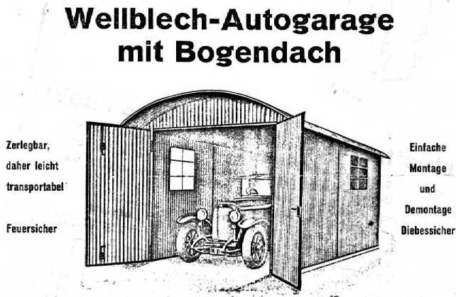 Wellblech - Bushalle aus dem Prospekt der Herstellerfirma