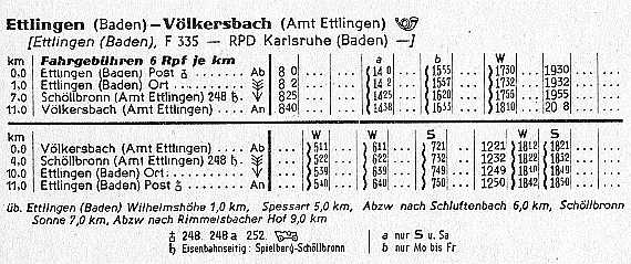 Fahrplan von 1939