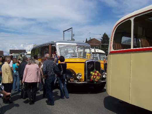 Die alten Busse waren dicht umlagert