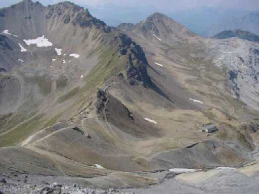 Blick von der Punta di Rims zur Bochetta di Forcola