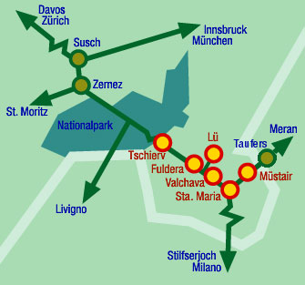 Die Lage der Dörfer im Münstertal