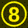 Gelbe 8 im gelben Kreis